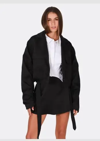 OW Collection Vegas Satin Jacket Black Womens Size Small