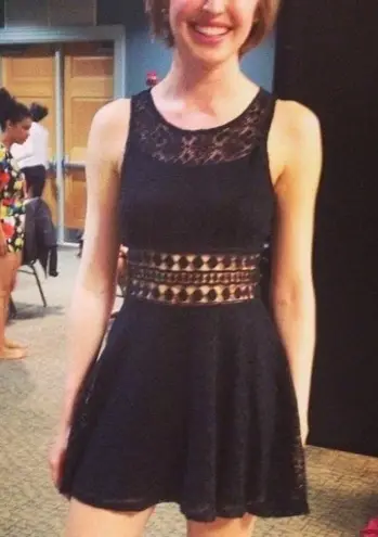 Cals | Black Lace Midriff Accent Dress