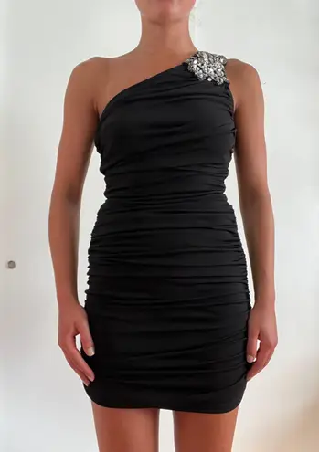 One Shoulder Black Mini Dress Size M