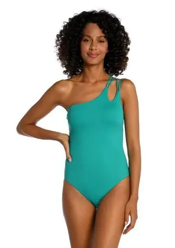 La Blanca Island Goddess Emerald Green Strappy One Shoulder One Piece Swimsuit