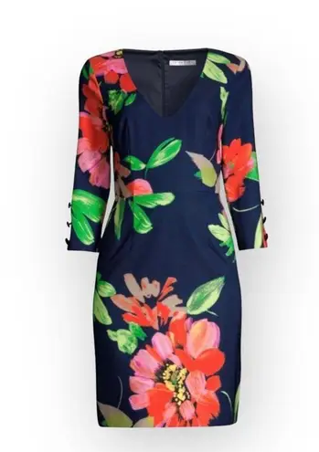 Trina Turk new  ❀ Picturesque Bright Floral Print Sheath Mini Dress ❀ Navy ❀ 2