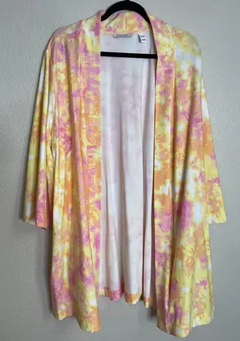 Isaac Mizrahi  Live Size 3X Colorful Tie Dye Open Cardigan‎ Pockets Hippie Boho - Image 1