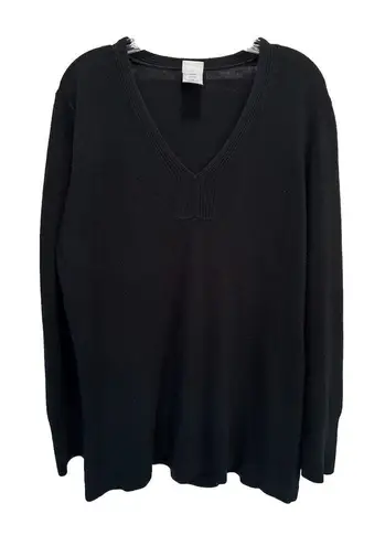 JMS Black V Neck Knit Sweater Long Sleeve Size 3XL Soft Acrylic