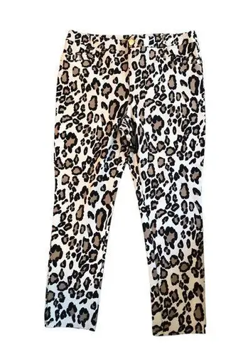 Chico's Chico’s So Slimming 1.5/10P Refined Ponte Animal Ankle Pants Stretch Leopard