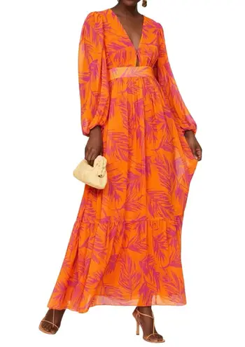 TOCCIN Palm Print Maxi in Orange, Size 2, MSRP $545 Orange