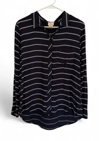 Andrea Jovine Blue Button Down Shirt Top Medium Business Casual Classic Striped