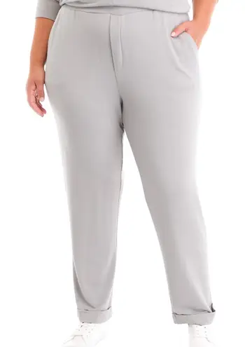 NWT Spense Plus Size Terry Roll Cuff Trouser Pants Size 2X Casual Loungewear New Gray
