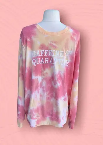 Caffeine Sweatshirt NWT Womens Large Tie Dye Modern Canvas Pink Peach