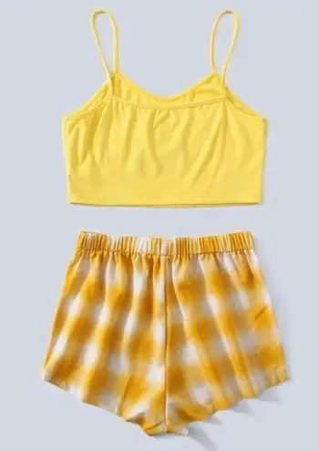 Boutique Yellow, Plaid, Ocean Wave, Pajama Set