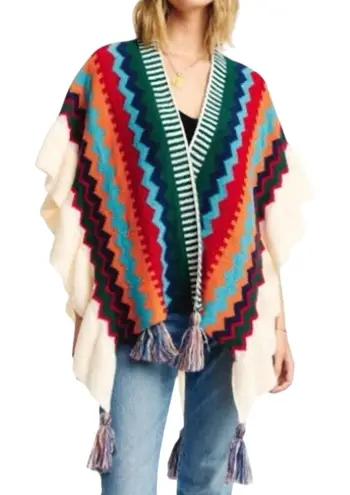 Chevron Soft Knit Poncho / Cape / Cloak / Shawl with Tassels New without Tag