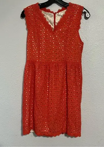 MM Couture Eyelet Fit & Flare Dress in Coral Size Medium