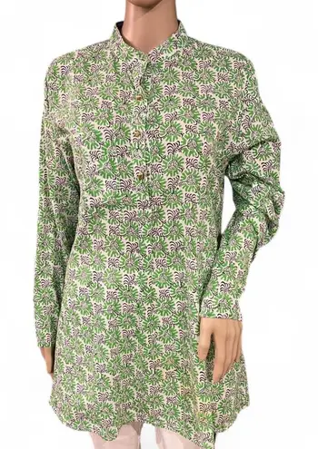 Roberta Roller Rabbit Green & White Floral Block Print Tunic Top Size XS Cotton - Image 1