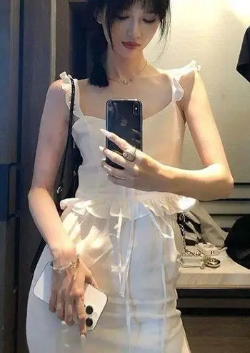 Ivory Cottage Balletcore Summer Ruffle Ribbon Tank Top & Midi Skirt Set