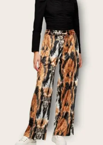 Topshop NEW  Women's Size 6 Brown Black Wide Leg Velour Tie Dye Pants