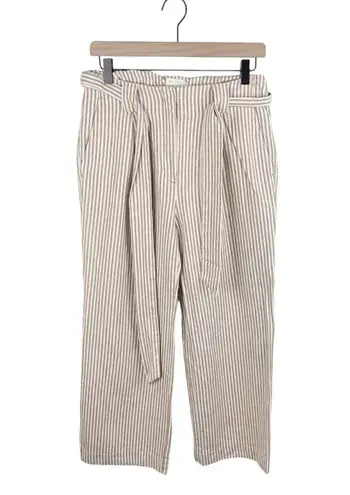 Spartina 449 Lawton Stripe Crop Pant in Tannin Stripe Hemp Cotton Blend Size 6