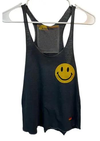Aviator Nation XS Womens Racerback Tank Top W/Yellow Smiley Face & Embroidered L