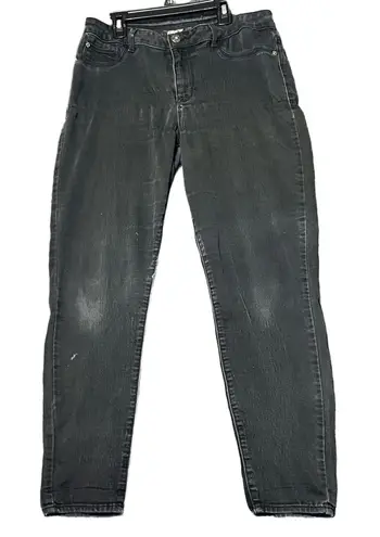 Jordache Jeans Womens 12 Faded Black Super Skinny Stretch Distressed Edgy Denim