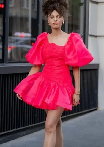 Aje Orange Puff Sleeve Mini Sundress Pink Size 4