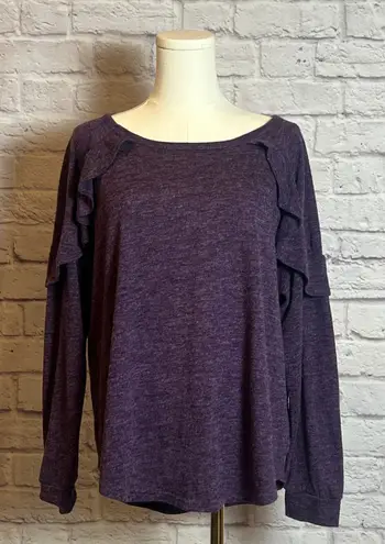 Umgee Purple Ruffle Long Sleeve Top Women's Small