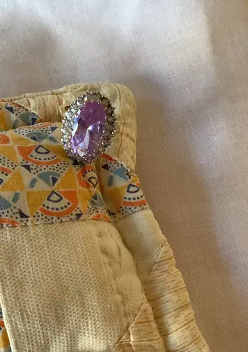 Sterling Silver EDCO Taiwan SSS 925 Vermeil Purple Big Gemstone Ring Size 9