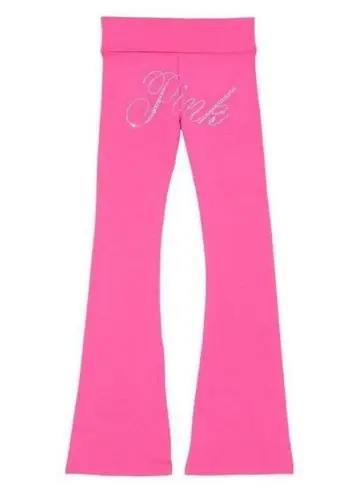 Y2K Victoria’s Secret PINK Bling Foldover Flare Leggings Size L