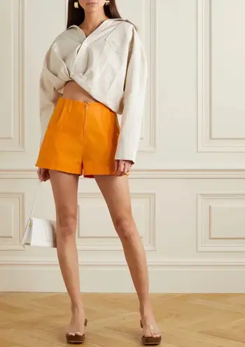 Cult Gaia Molly linen blend front-zip high-rise shorts size S small