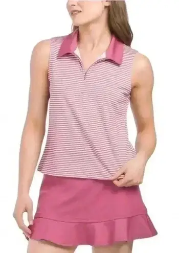 Sincerely Jules Pink and White Striped Sleeveless Polo Large