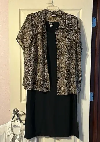 Vintage Early Morning Snake Skin Print 2 Piece Dress Suit 22 Black Size undefined