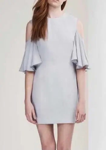 Keepsake Believer Cold Shoulder Mini Dress in Pale Gray