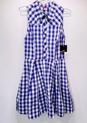 Purple & White Gingham Checked ModCloth Dress by Ixia Western Sleeveless Cowgirl Size L