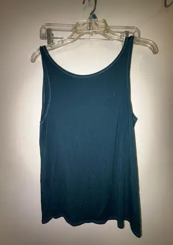 Zyia Active Womens Dark Teal Stretch Sleeveless Twist Back Pullover Tank Top S