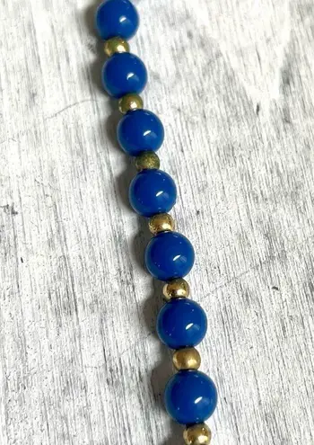 Monet  vintage Blue and gold tone beaded necklace