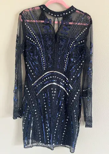 Endless Rose Anthropologie Beaded Navy Dress