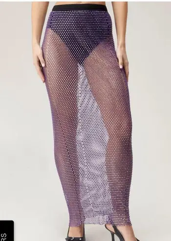 Nasty Gal Purple Diamante Maxi Skirt