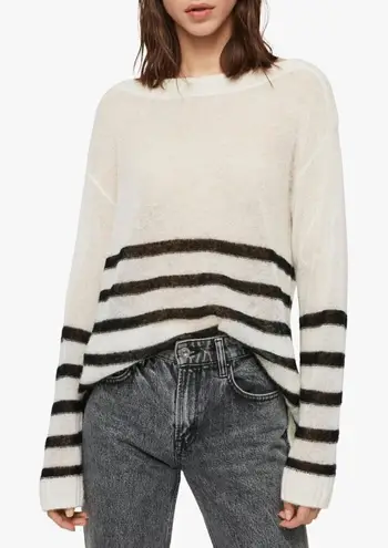 All Saints Striped Wool Alpaca Blend Pullover Lune Sweater Knit Loose Size M