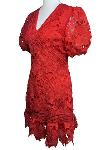 NEW BEULAH STYLE Size M Womens Red Lace Mini Dress Boho Peasant Beach Summer Size M