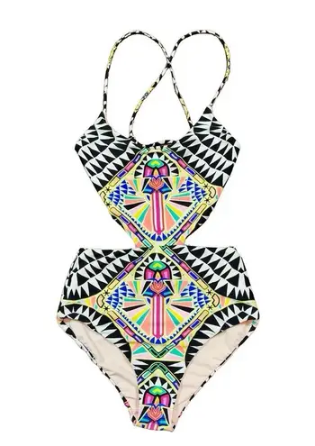 Mara Hoffman Cosmic Fountain Lace Up Cut Out One Piece Swimsuit Bathing Suit