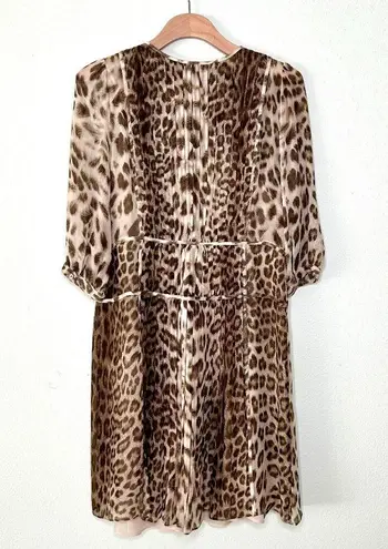 Talbots  Silk Pleated Dress in Leopard Print Size 6 Petite