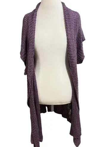 Coldwater Creek 1X Purple Linen Knitted Open Front Cardigan Kimono Coverup Beach
