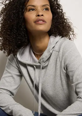 Evereve Gray Zoey Rib Inset Lightweight Hoodie - Size - Medium