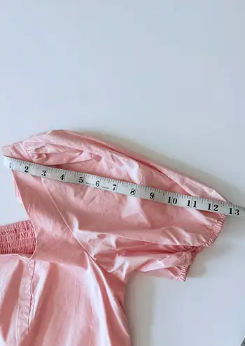 Sophie Rue Pink Puff Sleeve Square Neck Smocked Back Corset Top Size Large New