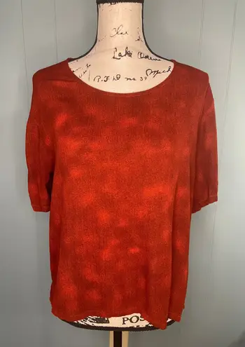 Vintage Southwest Indian Foundation Textured Rust Orange Knit Short Sleeve Top M Red Size M