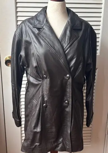 Together vintage leather coat size large Brown