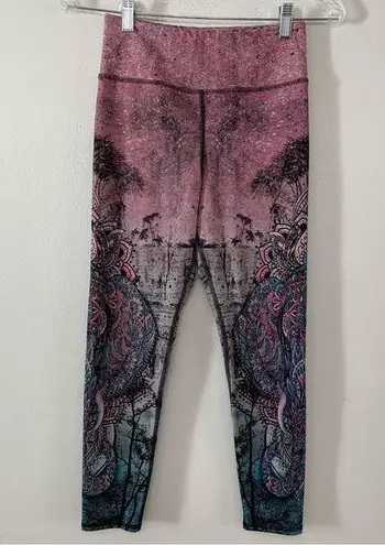 Evolution and creation Pink Teal Elephant Print Active Wear Leggings Size S