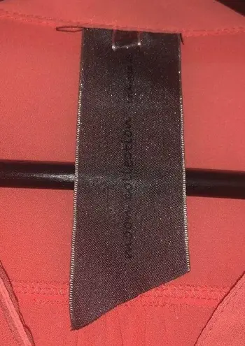 Moon Collection Womens Sheer Blouse S Orange Coral 3/4 Tab Sleeve Button Front