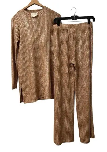 Johnny Was Johnny Was Midnight Tunic Gold Knit Top And Pants-Small