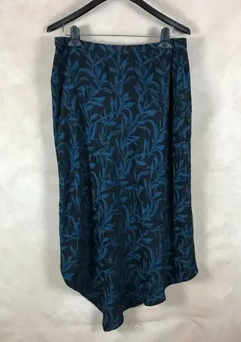 ALFANI Black/Teal Floral Asymmetrical Hem Woven Midi Skirt NEW 4 Black