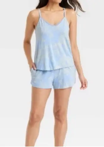 Stars Above blue yellow floral pajama lounge shorts & tank top set - size xl