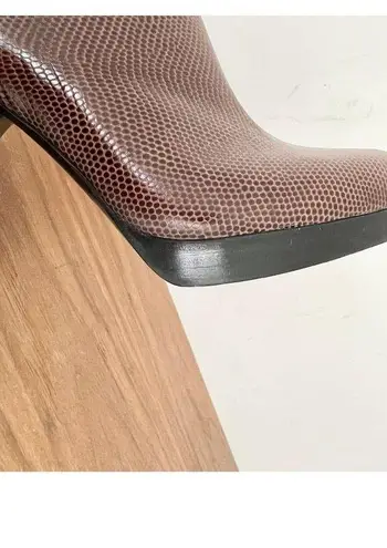 Balenciaga Embossed Leather Stilettos Ankle Boots Brown Women's Size 36.5 / 6