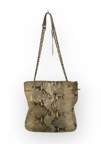 DKNY  ᪥ Crossbody Leather Convertible Bag ᪥ Double Chain ᪥ Metallic Python Print